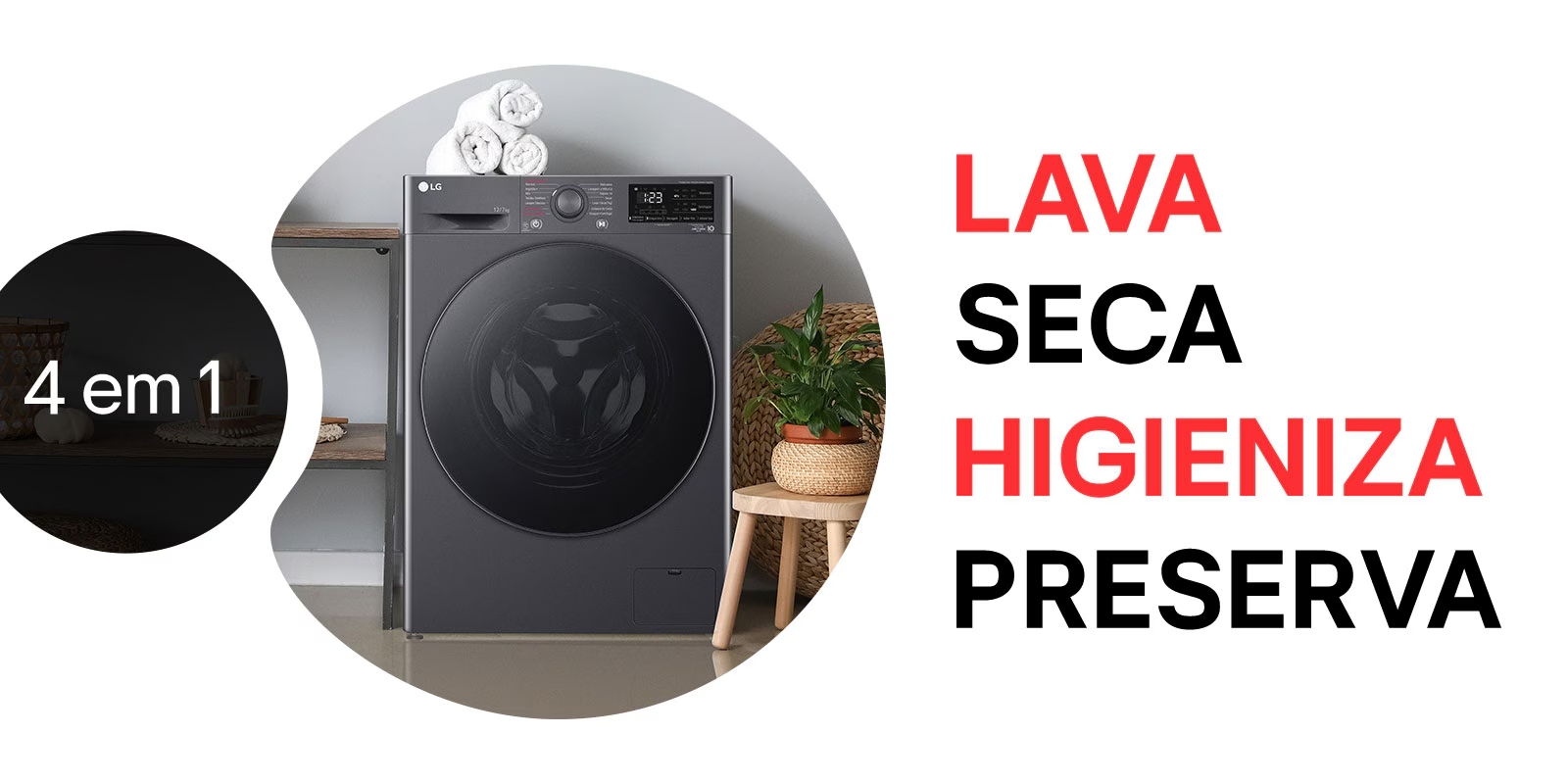 Lava e Seca LG VC5 12kg Titanium com Inteligencia Artificial